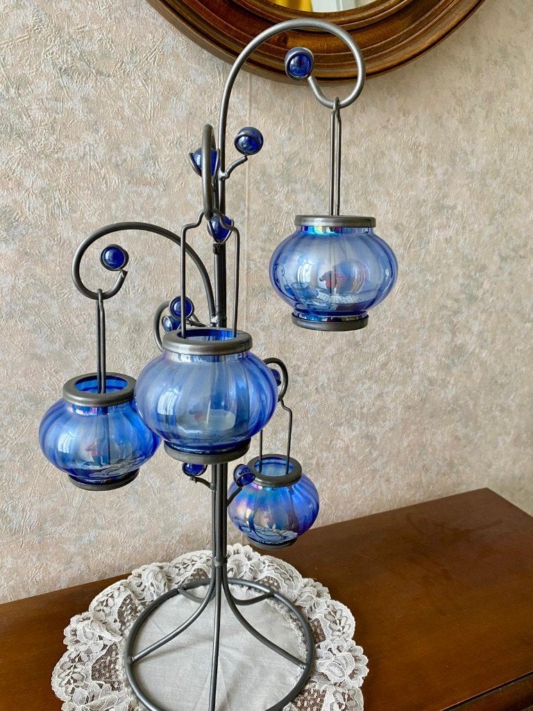 Theelichthouder / Kandelaar., Enlèvement, Neuf, Bleu, Chandelier