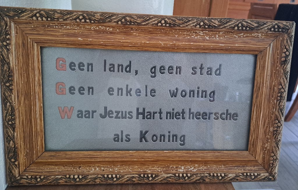 Antiek of vintage houten kader met spreuk jaren 1920 - 1940, Antiek en Kunst, Ophalen