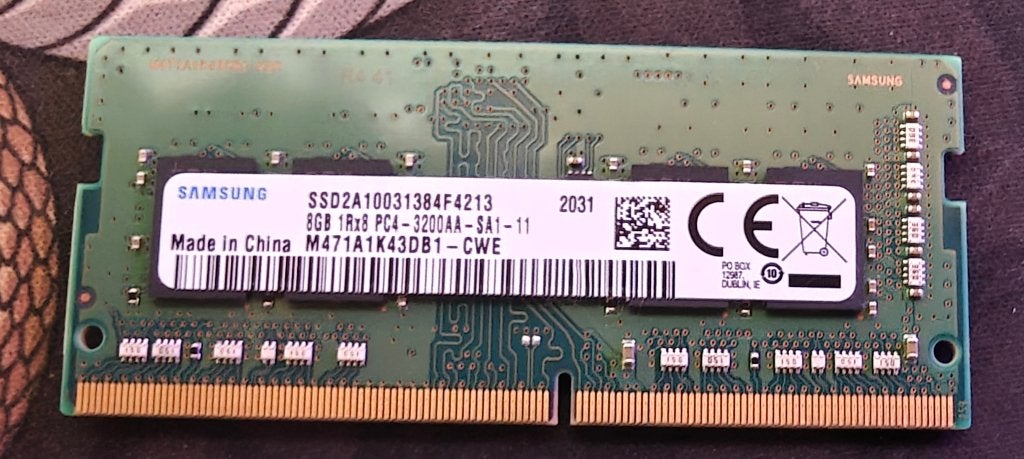 8GB RAM geheugen Samsung 32000MHZ (Laptop), Computers en Software, RAM geheugen, Ophalen, Gebruikt, DDR4, 8 GB