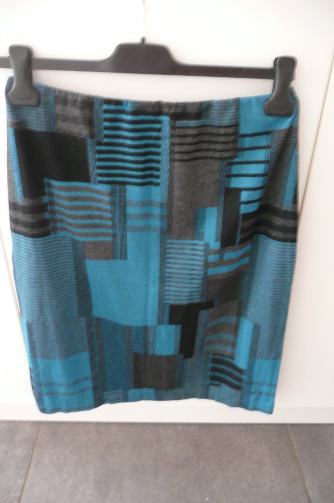 Blauw zwarte rok (K740), Maat 38/40 (M), Blauw, Ophalen of Verzenden, Gedragen