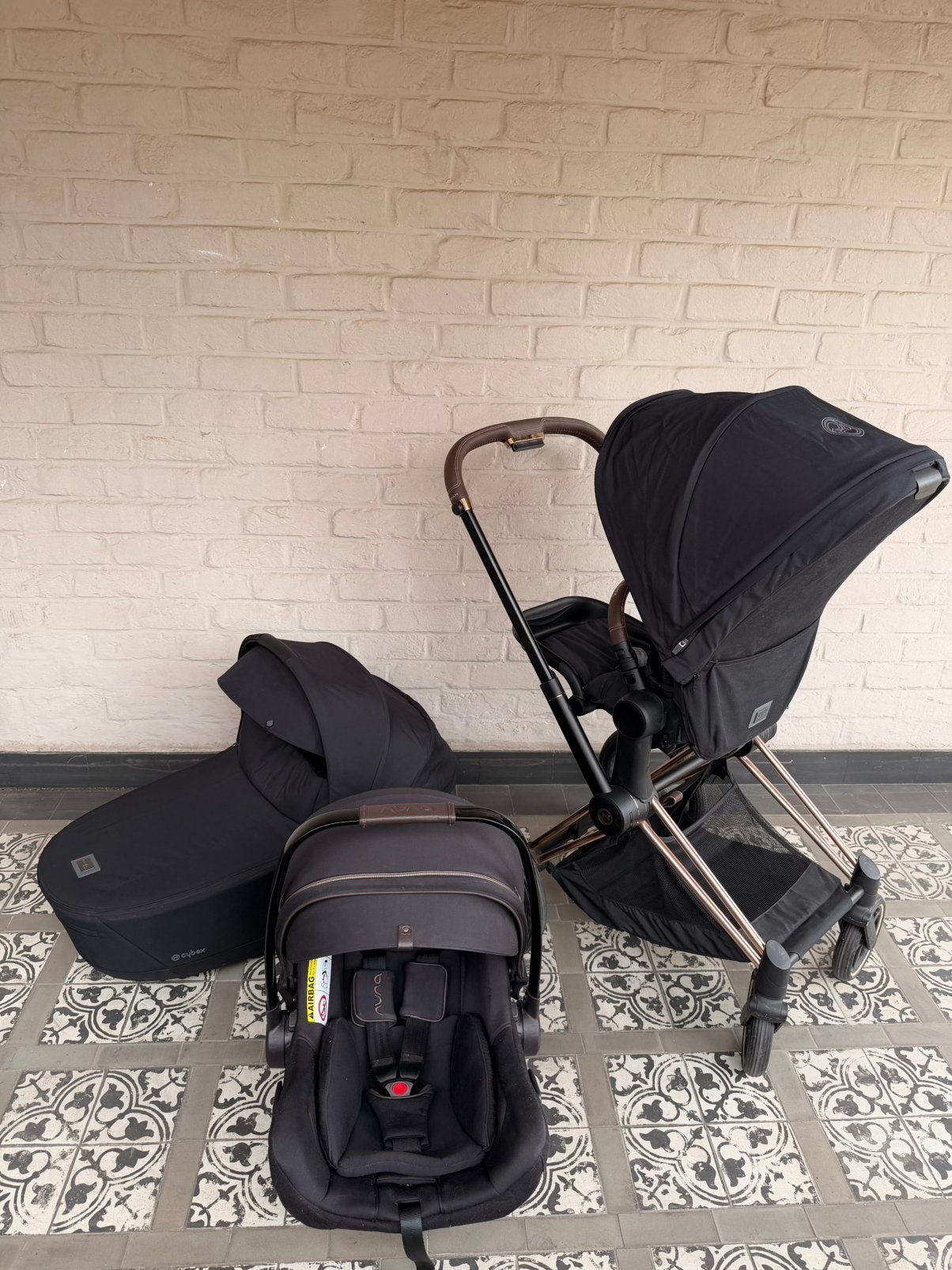 Kindewagen set Cybex Priam Rose Gold + Nuna autostoel, Kinderen en Baby's, Ophalen, Zo goed als nieuw, Kinderwagen