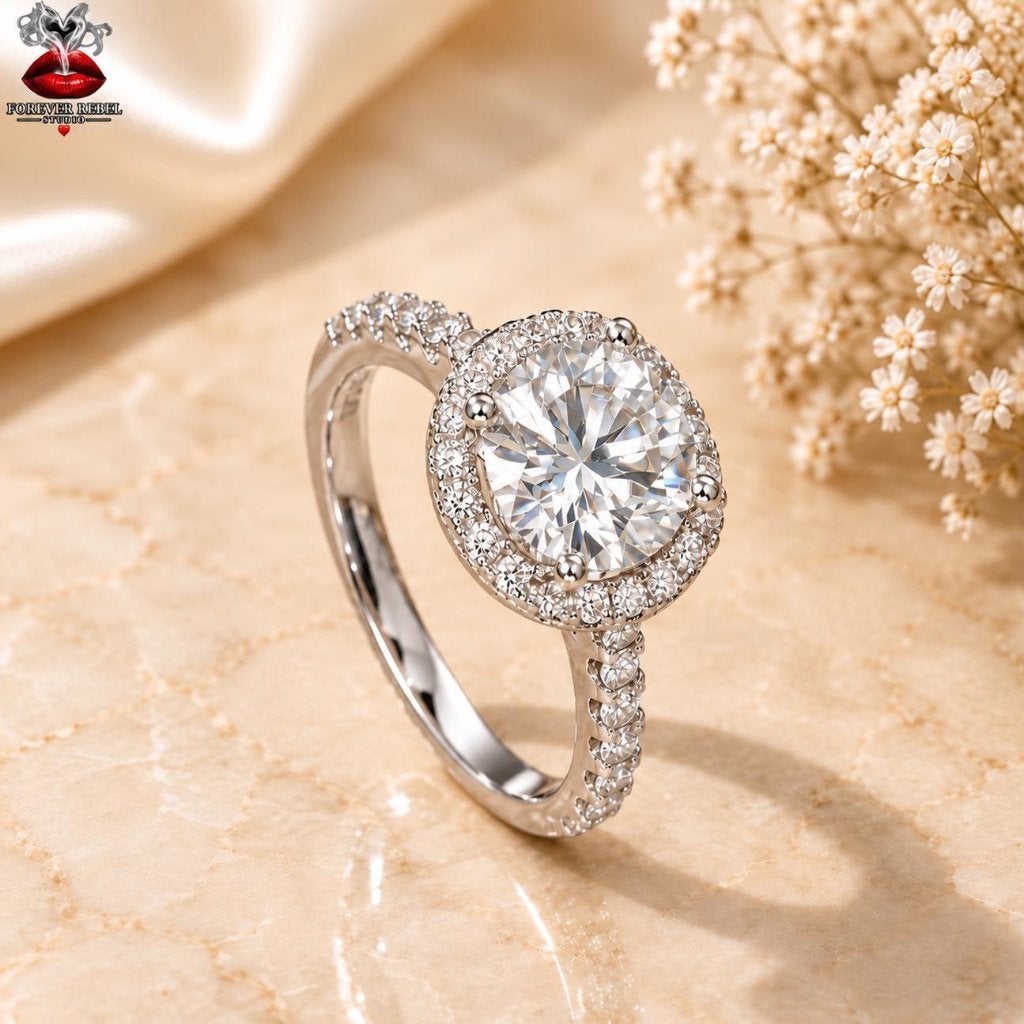 Marina Étoile 2.0 ct Moissanite Ring 925 Zilver Divers maten, Bijoux, Sacs & Beauté, Neuf, Argent, Argent, Envoi