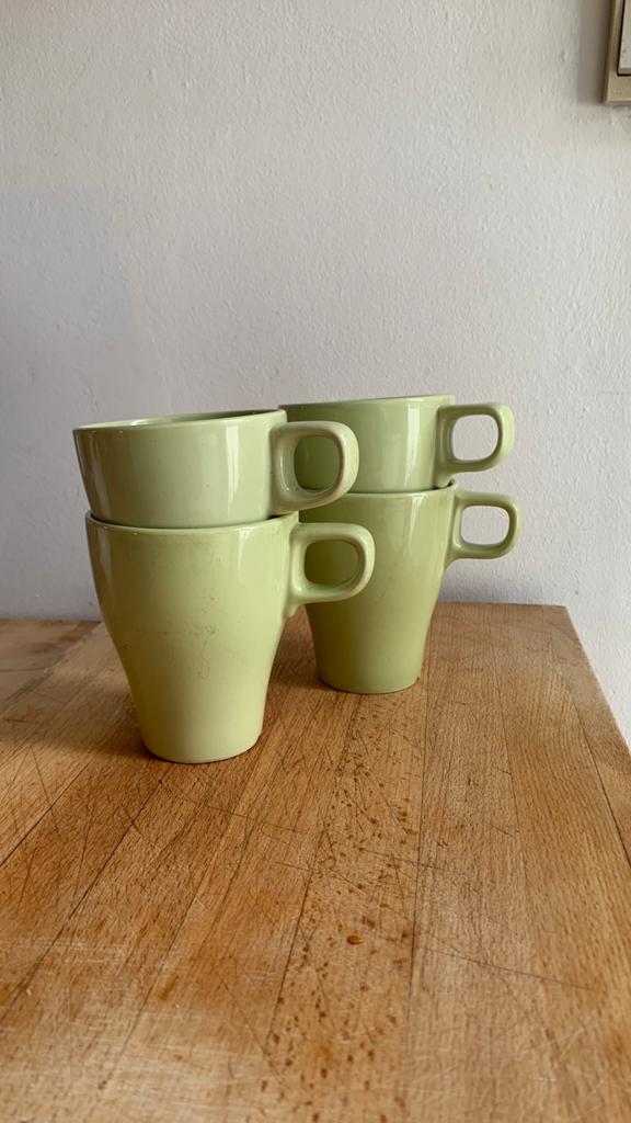 Lot de 4 tasses IKEA verts, Céramique, Enlèvement, Utilisé, Autres styles