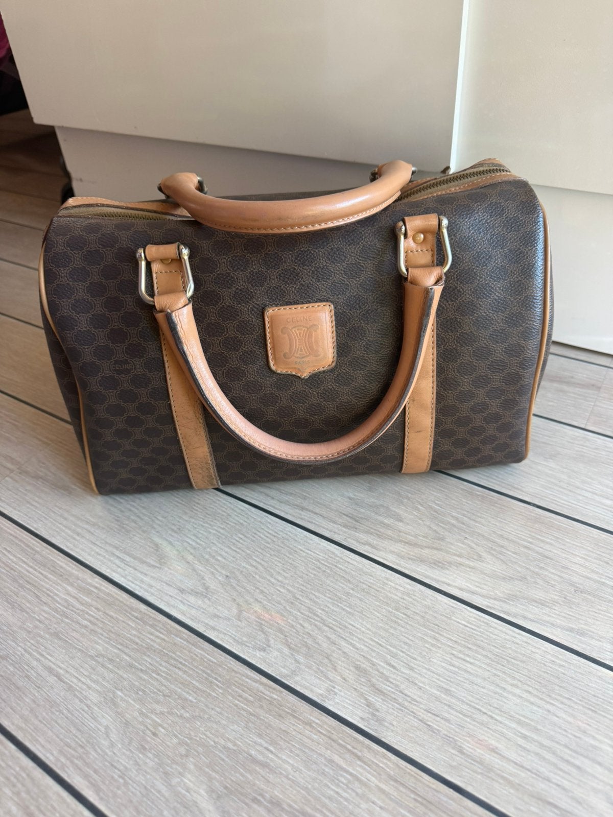 Authentieke Celine Boston Macadam 30 Vibration, Ophalen of Verzenden, Zo goed als nieuw, Beige