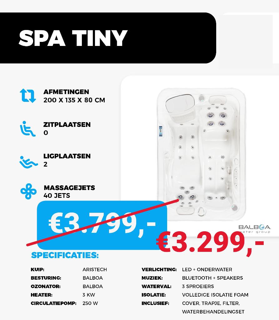 Jacuzzi Tiny (Balboa) 2 persoons - 200x135cm - 40 jets, Enlèvement, Neuf, Autres types