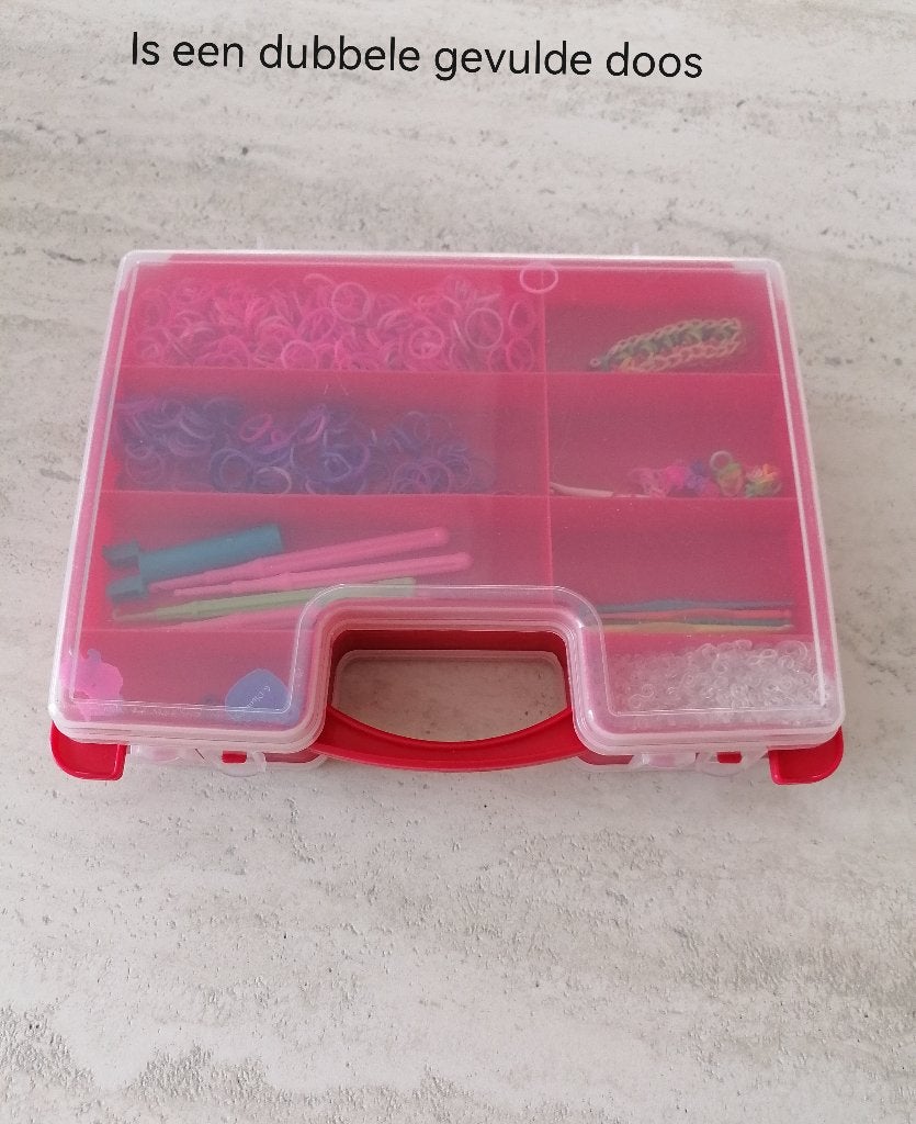 Dubbele opbergdoos gevuld met Loom bandjes, Enlèvement, Comme neuf