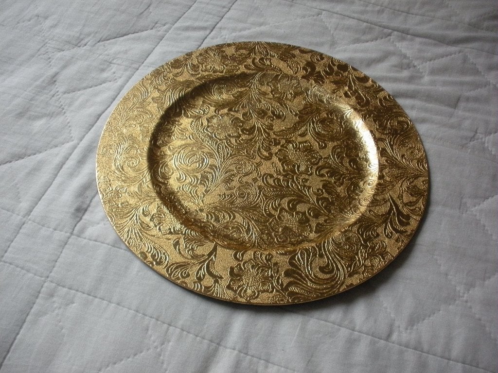 Assiette déco florale couleur or., Ophalen, Klassiek, Zo goed als nieuw, Goud
