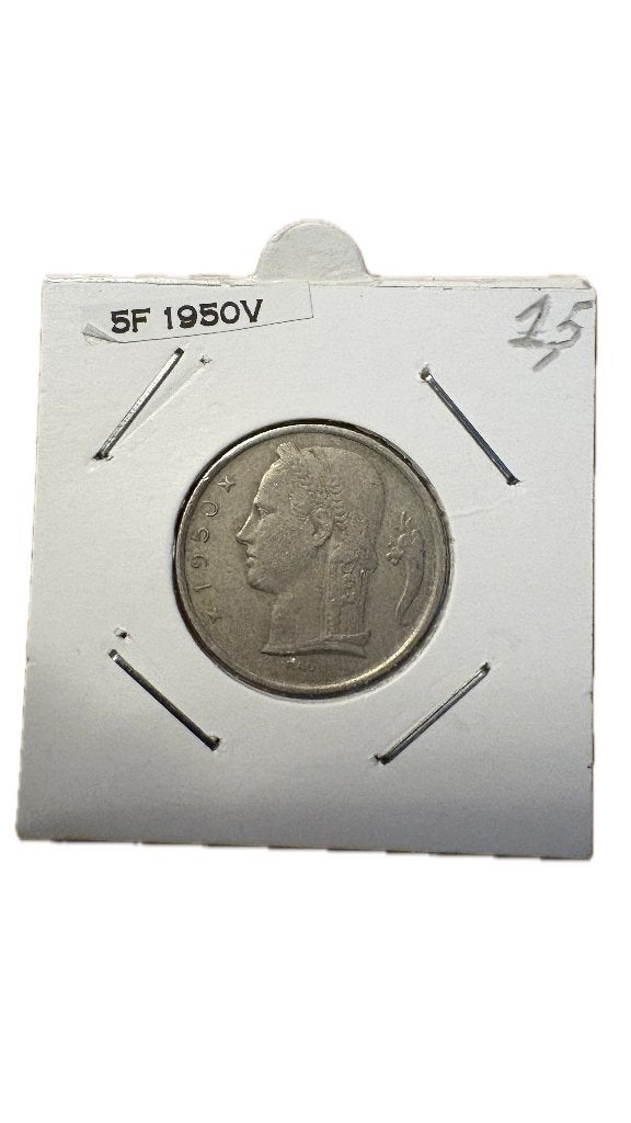 LEOPOLD III: 5 FRANK 1950V, Postzegels en Munten, Ophalen of Verzenden