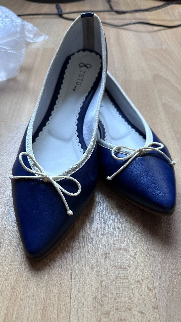 TUTU Vega blauwe ballerina's — veganistisch, handgemaakt 30€, Ophalen, Blauw, Zo goed als nieuw, Ballerina's