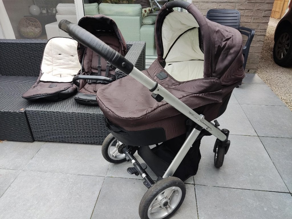 Combi-kinderwagen Mutsy Transit bruin in goede staat, Kinderen en Baby's, Ophalen, Kinderwagen, Mutsy, Met reiswieg