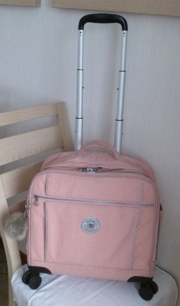 Kipling trolley 8 wielen 360 lichtroze + aap, Gebruikt, Aktetas of Boekentas, 40 tot 50 cm, Roze