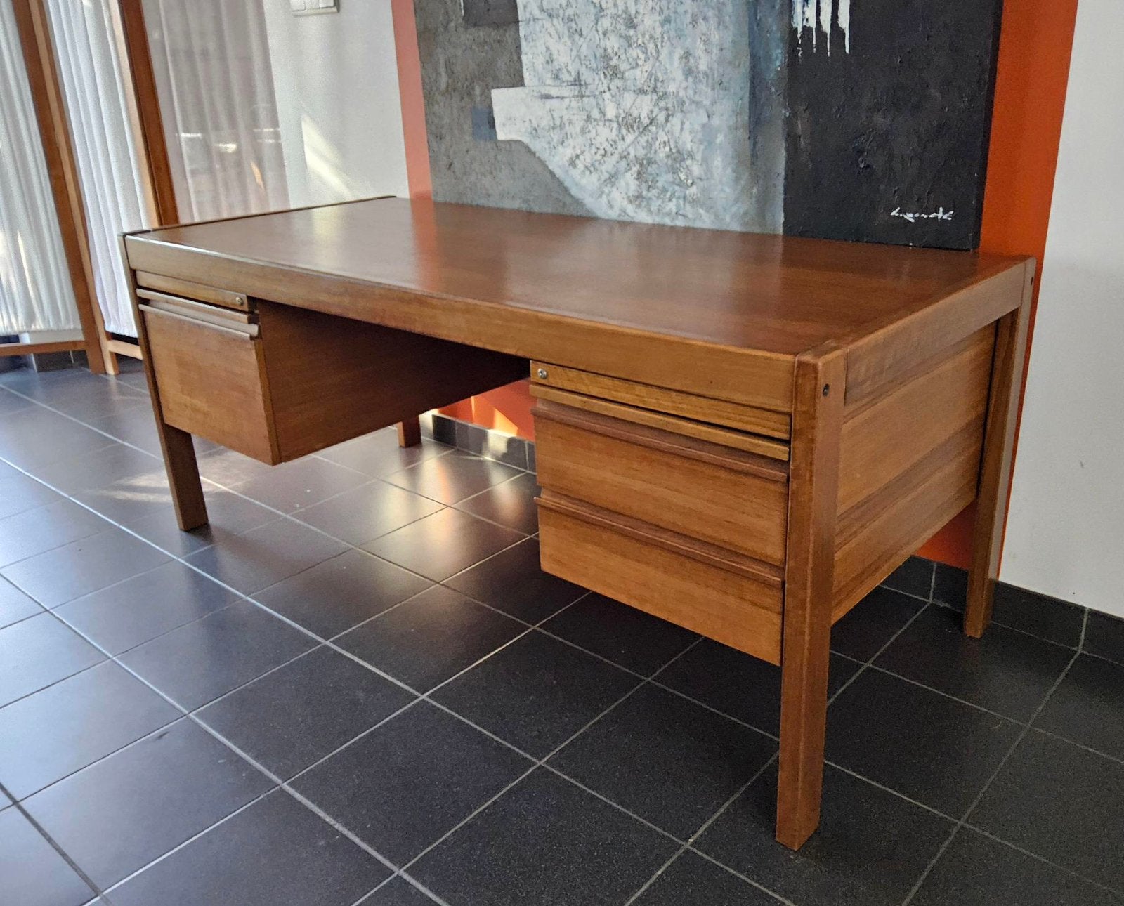 Vintage directiebureau, deens design stijl Møbler, Vintage, Ophalen, In hoogte verstelbaar, Zwart