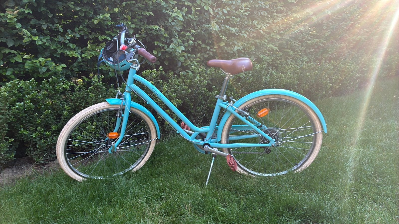 Turquoise meisjes fiets Elops 24 inch, Enlèvement, Utilisé, Frein sur jante, Elops