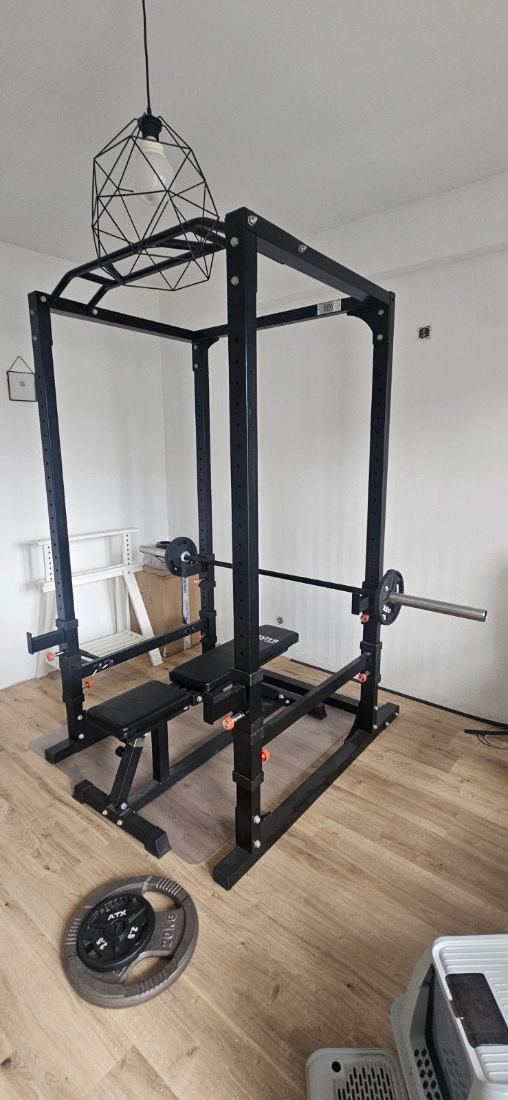 Squad rek van RAW fitnis,met gewichten,bench en Olympic bar, Sport en Fitness, Fitnessmaterialen, Ophalen, Gebruikt