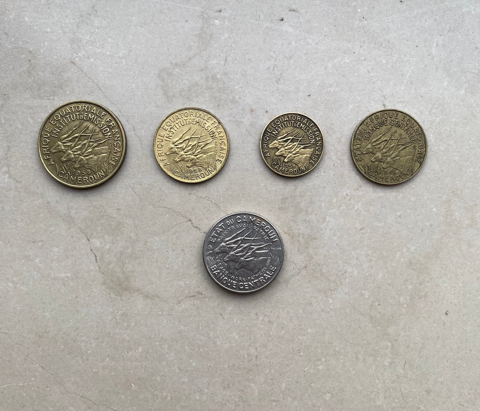 Lot pièces anciennes Cameroun Afrique Équatoriale 1958-1966, Enlèvement ou Envoi