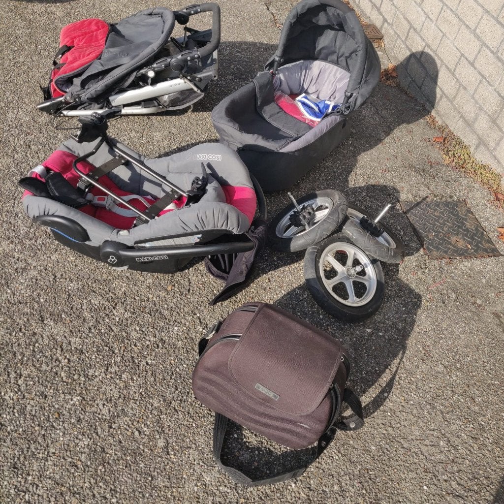 Meegroei kinderwagen 3-in-1, driewieler, Kinderen en Baby's, Gebruikt, Combiwagen, Luchtbanden, Ophalen