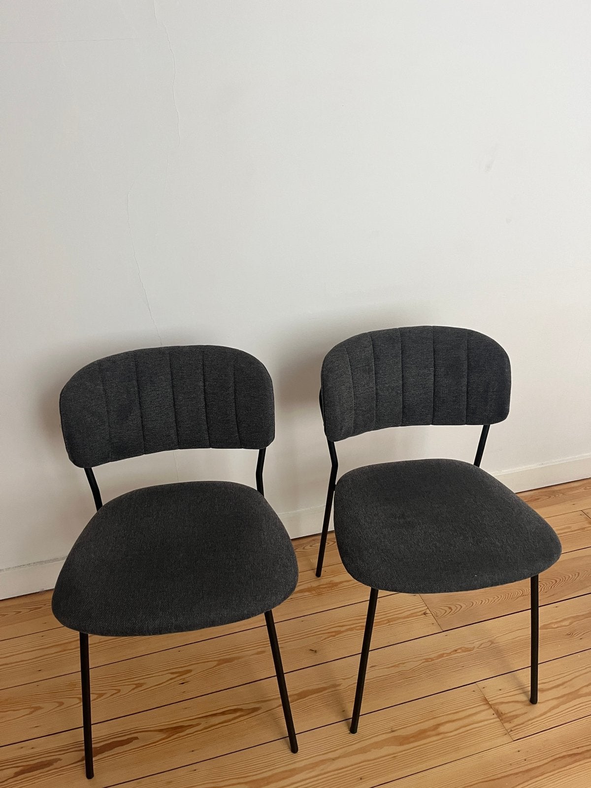 Set van 2 stoelen donkergrijs stof met zwart metaal, Maison & Meubles, Enlèvement, Comme neuf, Noir, Métal