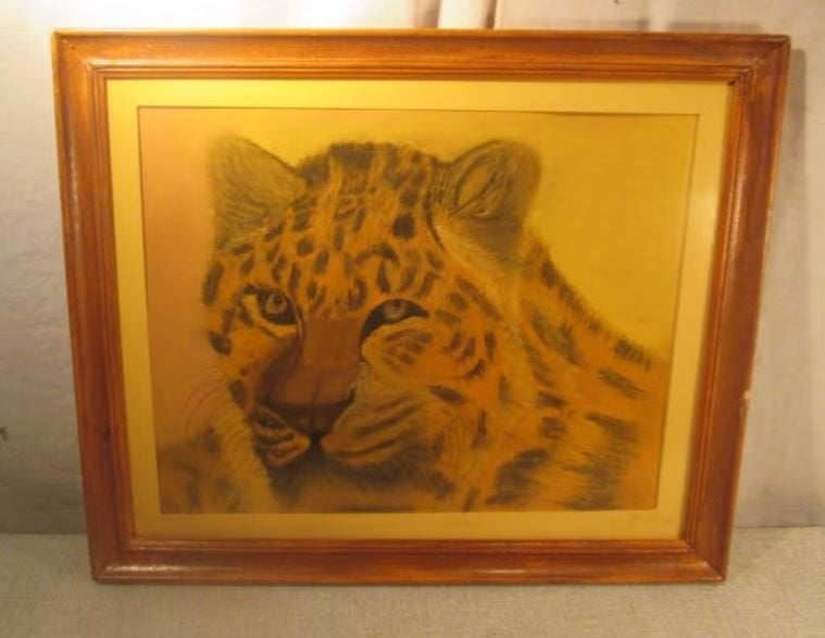 Mooi Geschilderd Aquarel 'Ons Tijgertje' - 48x40, Achter glas, Dieren, Ophalen of Verzenden, Aquarel