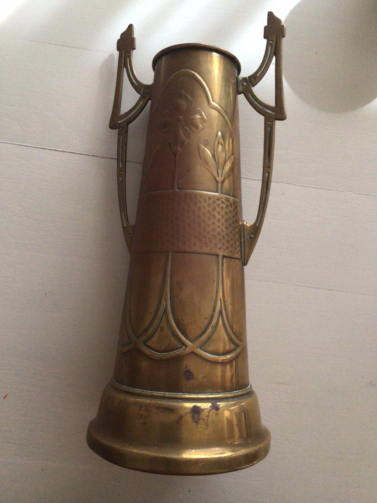 Art nouveau koperen vaas, jugendstil, Antiek en Kunst, Ophalen of Verzenden, Koper
