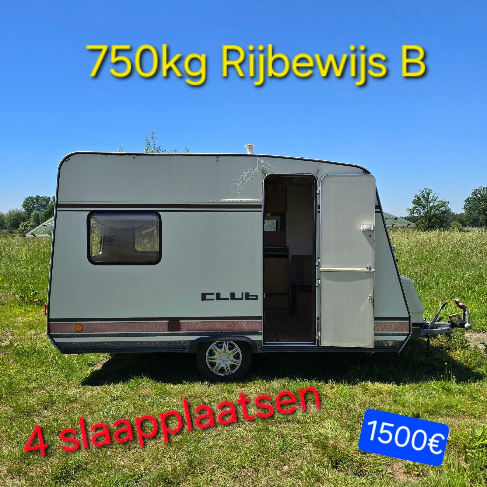 Caravan 750kg rijbewijs B foodtruck werfkeet motocross bouw, Ophalen