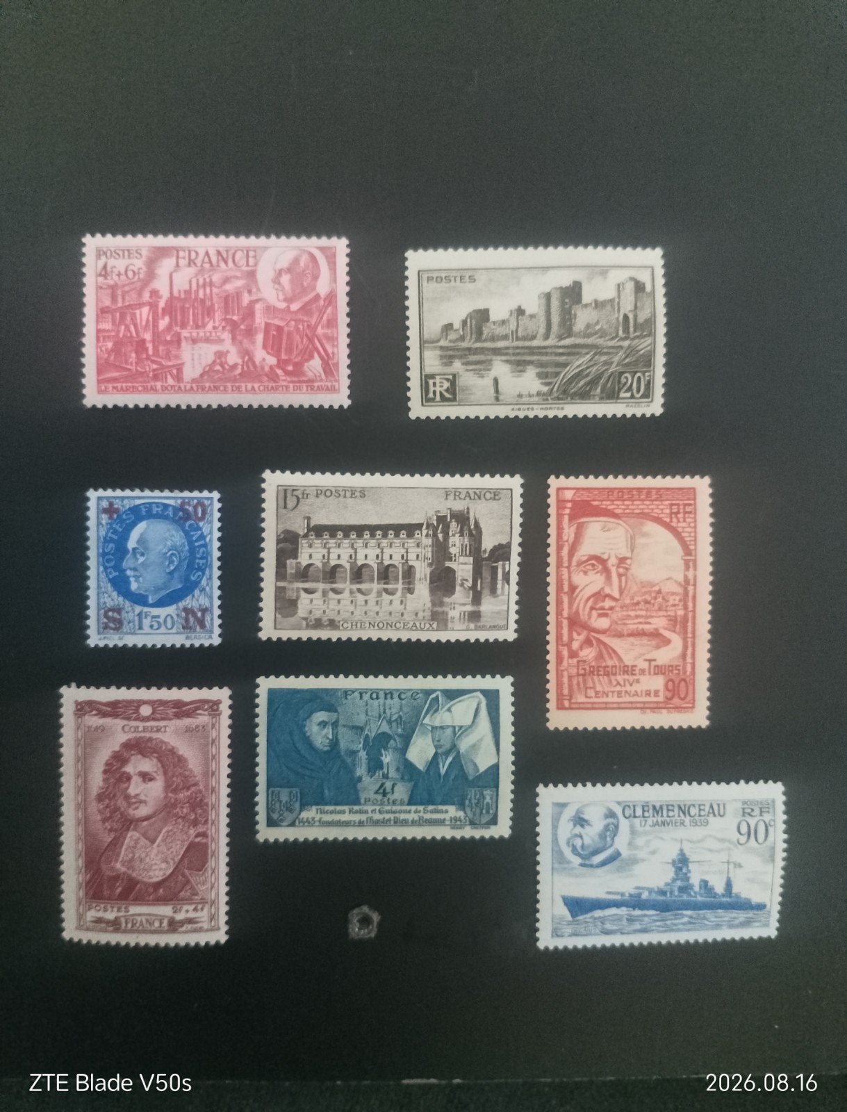 8 France History postzegels, Ophalen of Verzenden
