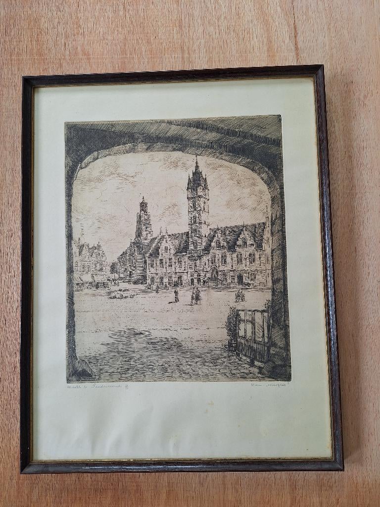Etsen van Dendermonde, Antiek en Kunst, Kunst | Schilderijen | Klassiek, Ophalen