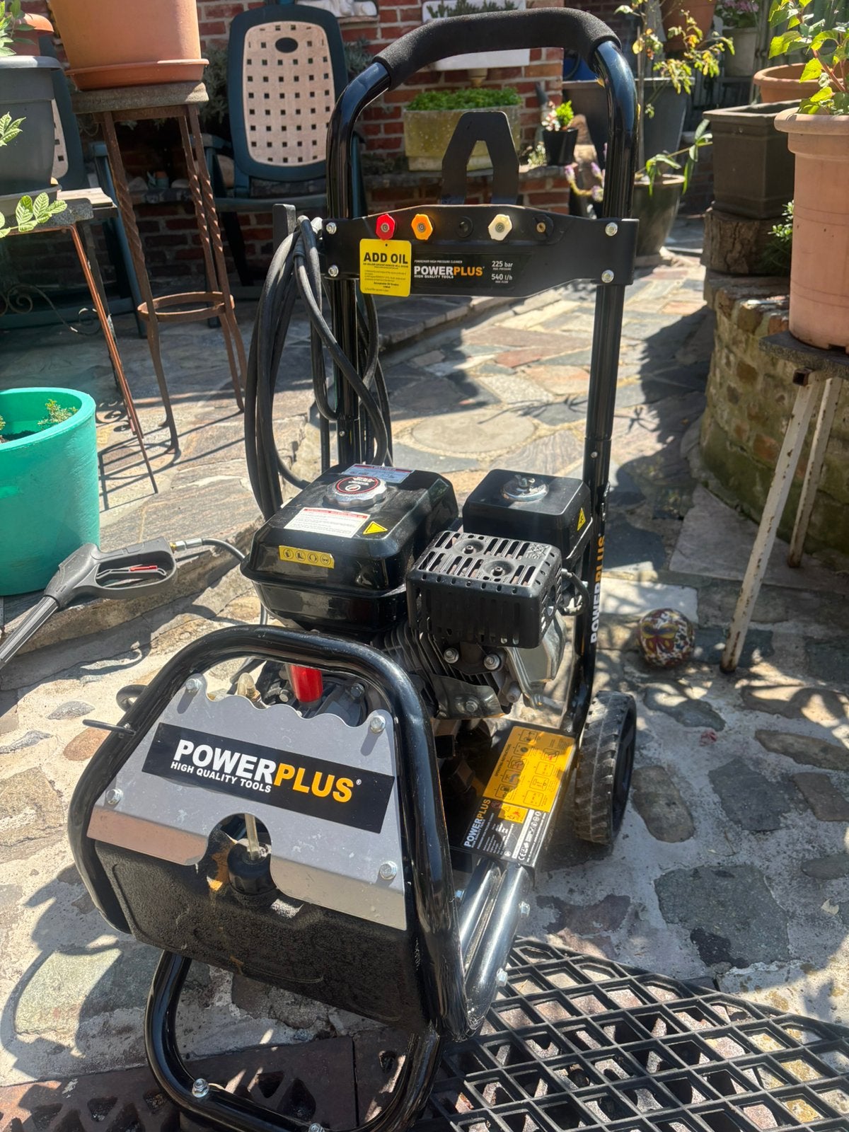 POWERPLUS HOGE DRUK 225 bar, Tuin en Terras, Hogedrukreinigers, Ophalen, Zo goed als nieuw, Benzine