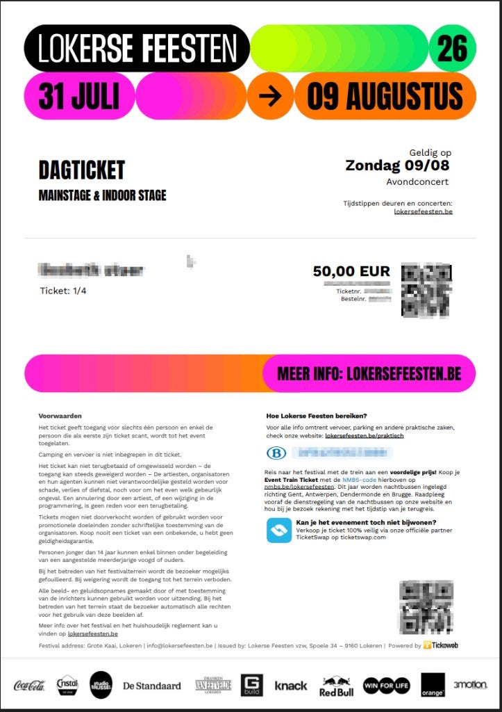 Lokerse feesten - tickets zondag 9 augustus - Netsky, Tickets en Kaartjes, Evenementen en Festivals