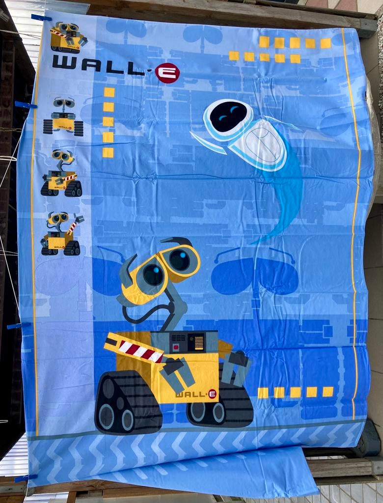 Wall-E 1 persoons dekbed + kussensloop in flanel., Kinderen en Baby's, Ophalen of Verzenden, Zo goed als nieuw