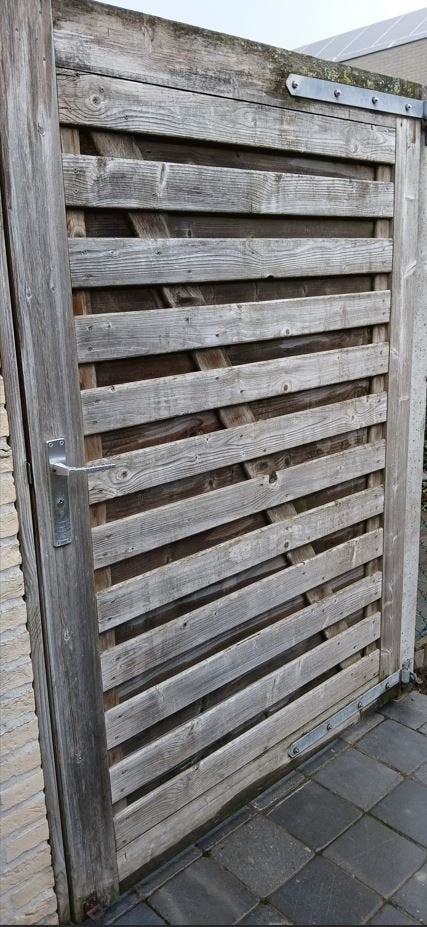 Tuinpoort, Tuin en Terras, Ophalen, Gebruikt, 100 tot 150 cm, Draaipoort