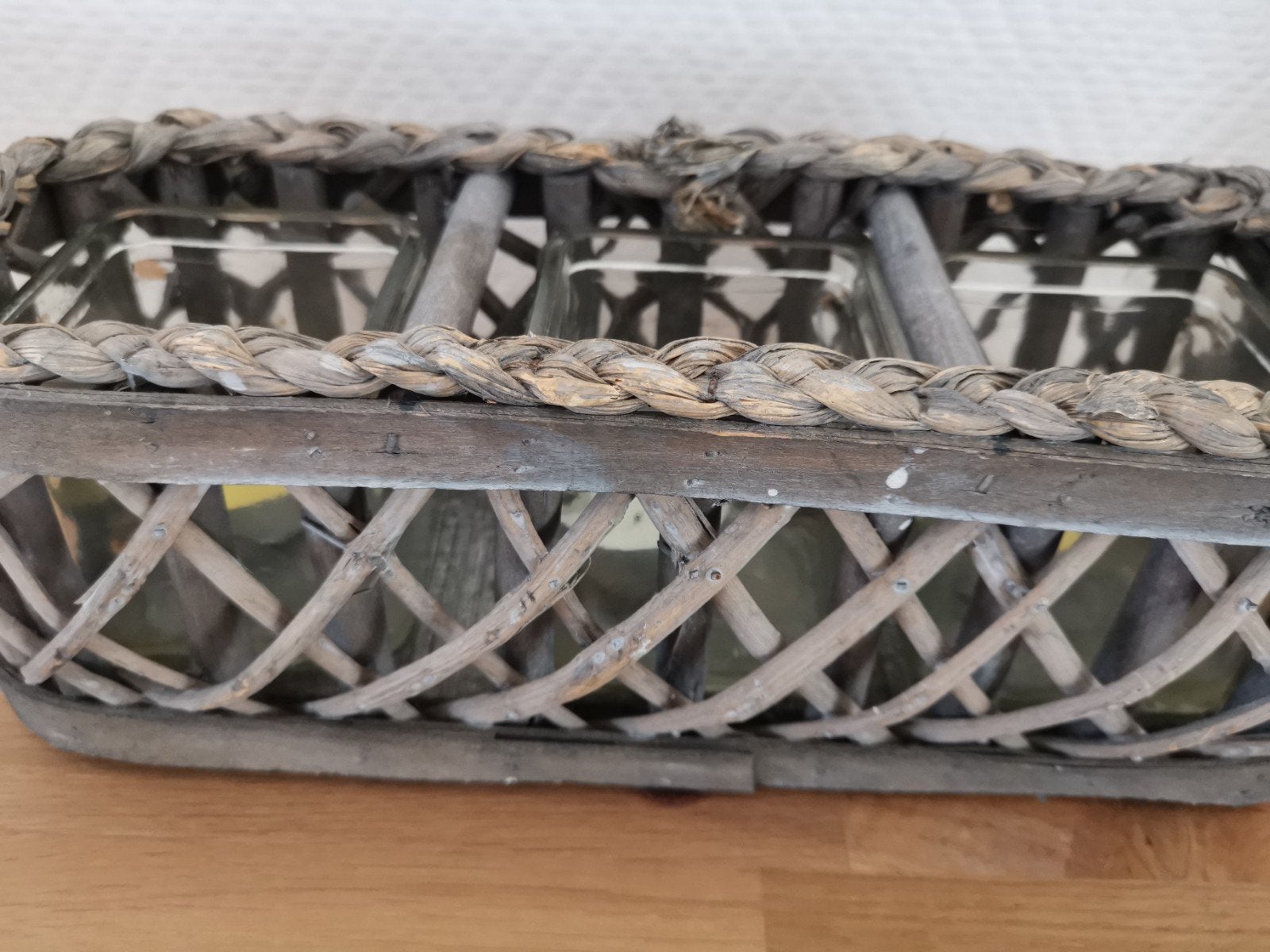 sfeer /theelichthouder in rotan/hout, Huis en Inrichting, Ophalen, Overige materialen, Gevlochten, Mand