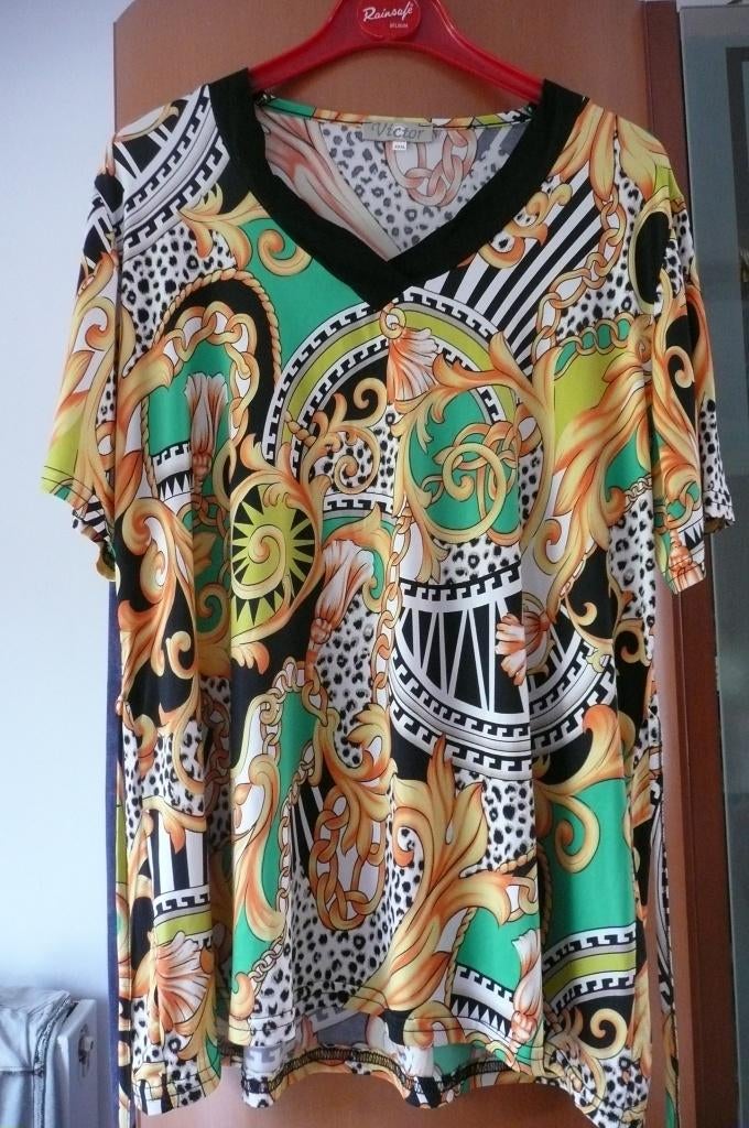 Geel groen zwart geprinte bloes Victor (a239), Kleding | Dames, Grote Maten, Geel, Zo goed als nieuw, Victor, Shirt of Top