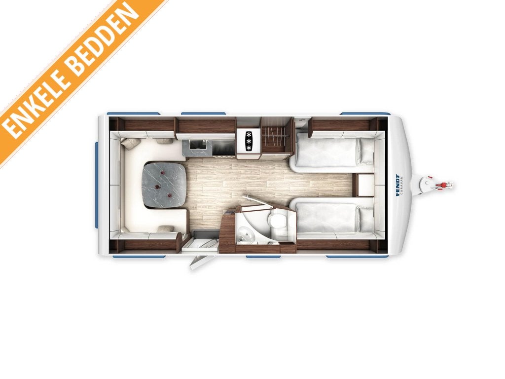 Fendt Diamant 560 SGW 2027 ALDE VERWARMING!, Caravans en Kamperen, Serviceluik, 2 aparte bedden, Rondzit, Tot en met 4