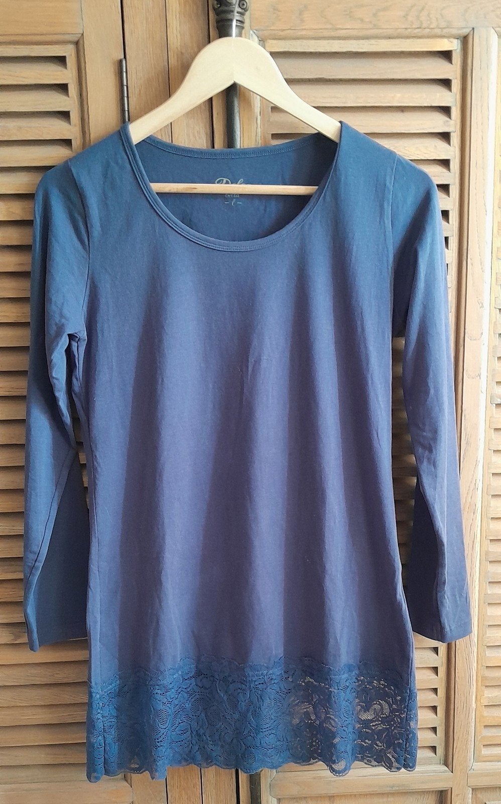 Stretch jurkje met kant large..., Taille 42/44 (L), Comme neuf, Bleu, Dolce Bella