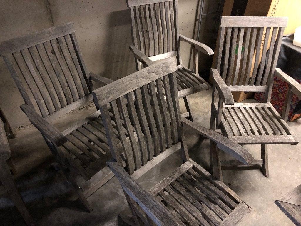 Houten tuinstoelen 8 stuks, Tuin en Terras, Ophalen, Gebruikt, Hout