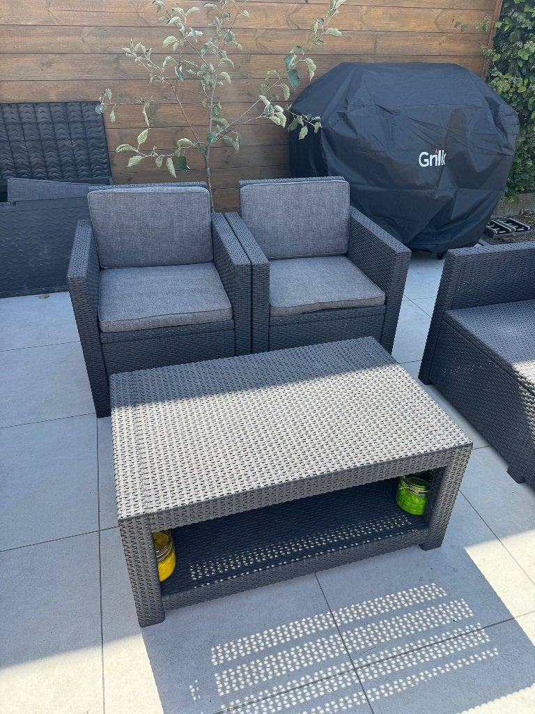 Loungeset, Tuin en Terras, Kunststof, Gebruikt, Bijzettafel, Loungeset
