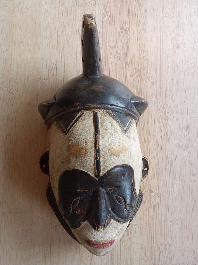 Afrikaanse maskers de Songye groep Congo - Kinshasa (11)., Hout, Afrika, Masker, Handgemaakt
