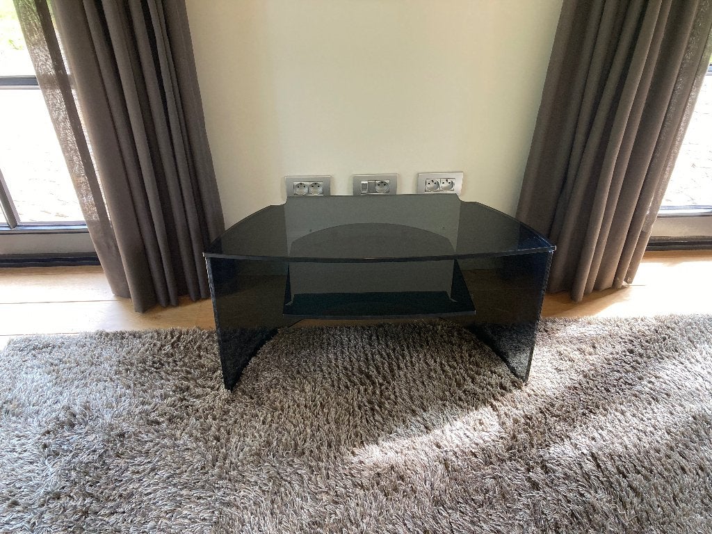 TV-TAFEL IN ZWART GLAS, Ophalen, Modern - hedendaags, 50 tot 100 cm, Minder dan 100 cm