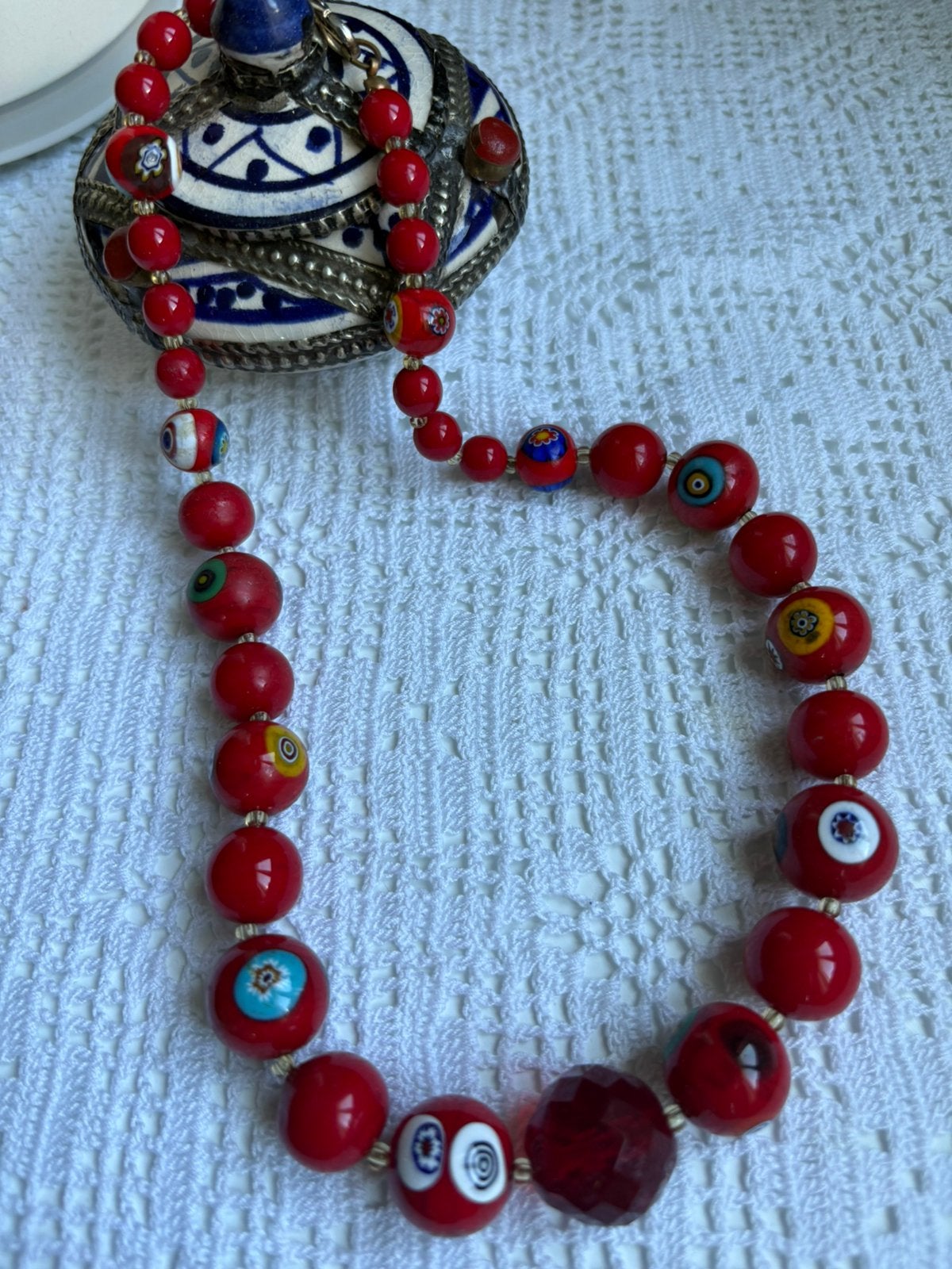 Collier ancien murano millefiori annees 60-70, Bijoux, Sacs & Beauté, Envoi, Collier