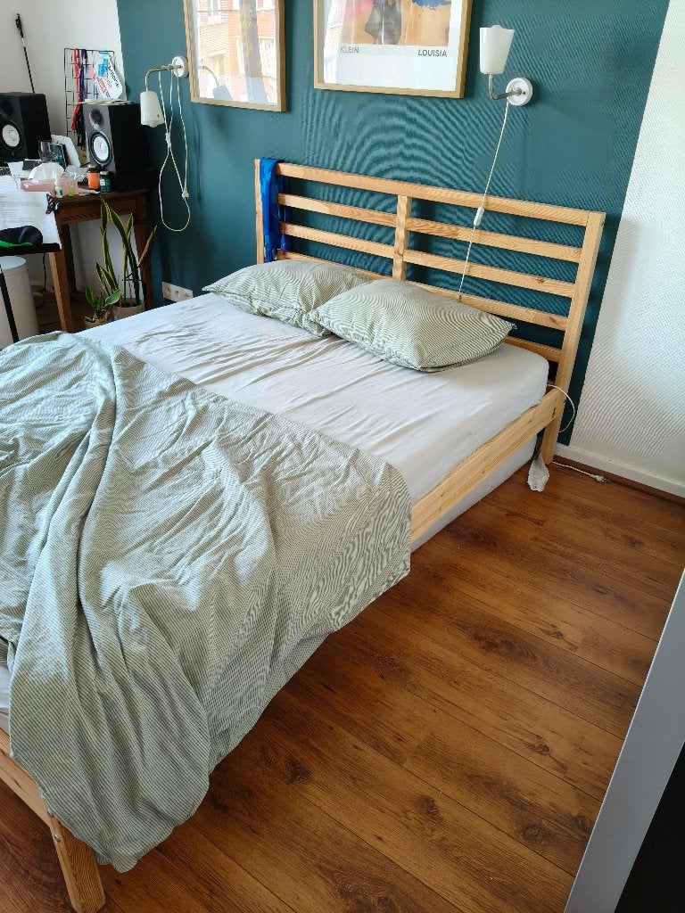 Bed (+ matras en lattenbodem), Enlèvement, 200 cm, Bois, Deux personnes