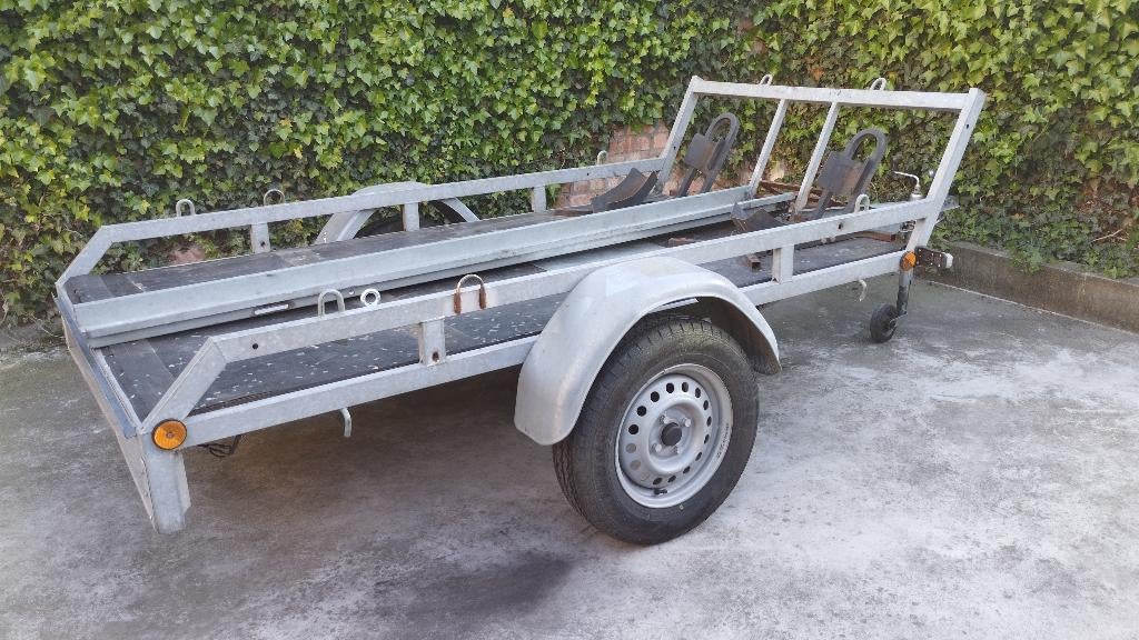 Aanhangwagen voor 2 motoren , max 750 kg , compleet rijklaar, Ophalen, Gebruikt