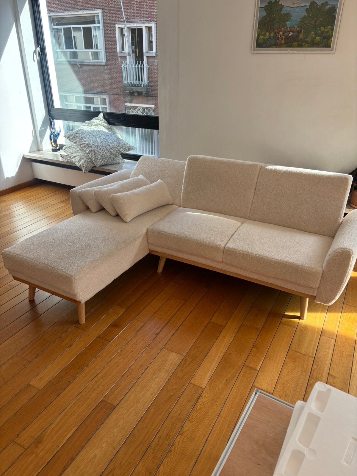 Cream Sofa Bed - Like New (Under Warranty), Maison & Meubles, Enlèvement, Comme neuf