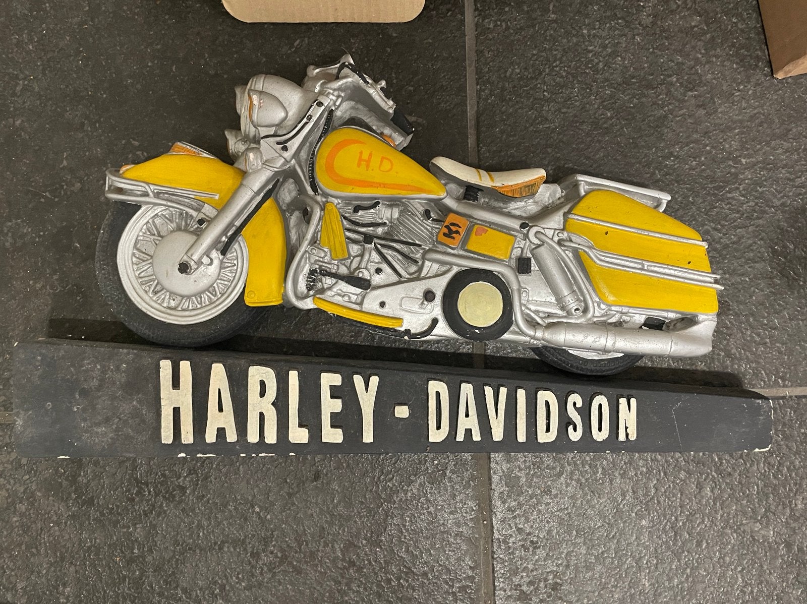 Vintage 3D wandbord van Harley-Davidson in gips, Ophalen of Verzenden, Gebruikt, Motoren