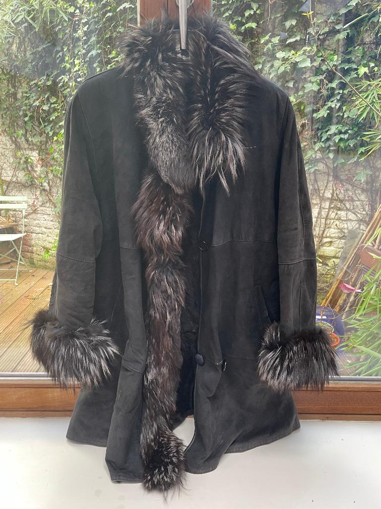 Bontjas, Kleding | Dames, Jassen | Winter, Ophalen, Zo goed als nieuw, Maat 42/44 (L), Zwart