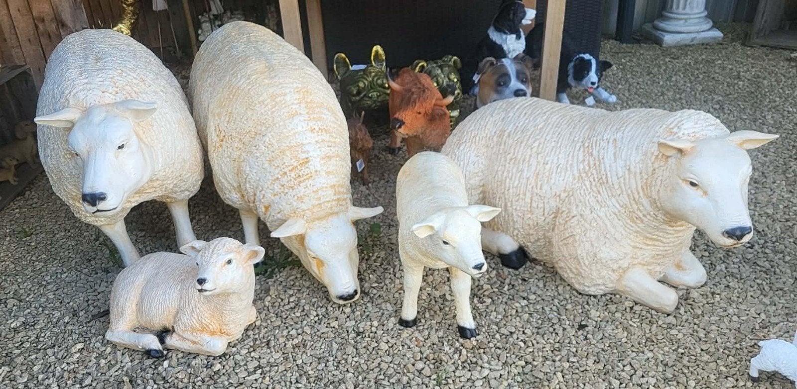 Texel schapen en lam, tuinbeelden , polyester, Ophalen, Nieuw, Kunststof, Dierenbeeld