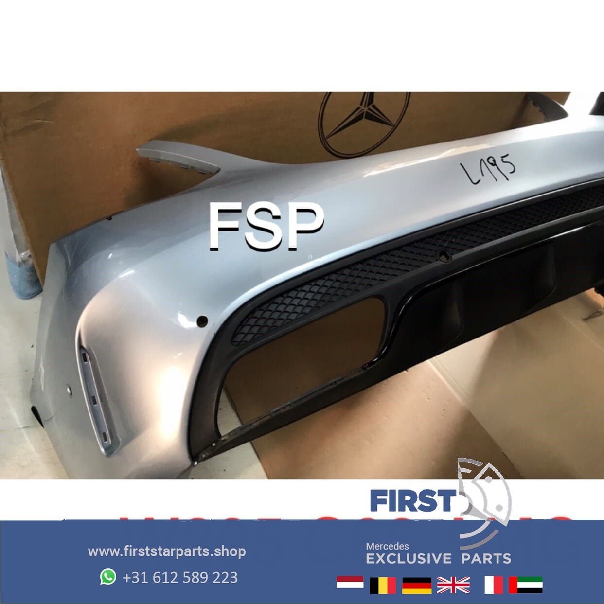 W205 C63 AMG ACHTERBUMPER + DIFFUSER ZWART ORIGINEEL Mercede, Gebruikt, -, Ophalen of Verzenden, Achter