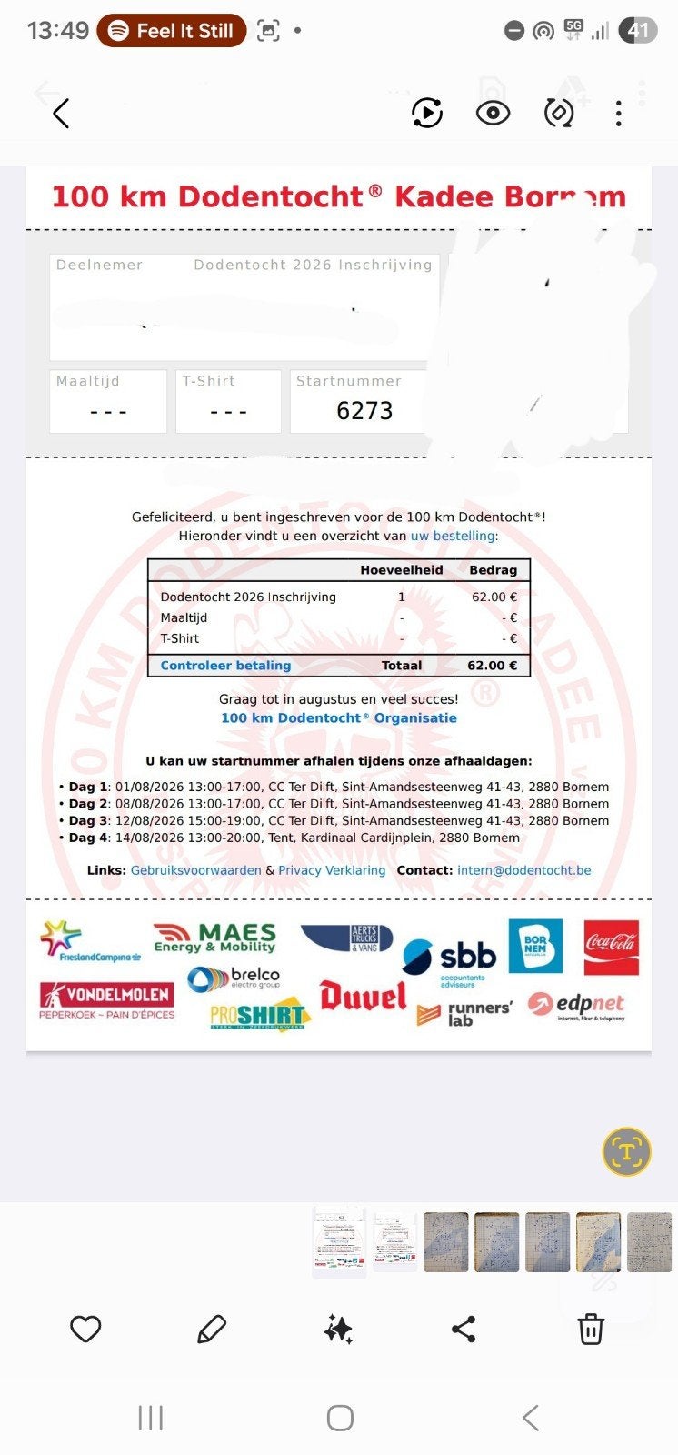2 Tickets dodentocht 2026, Tickets en Kaartjes, Concerten | Pop