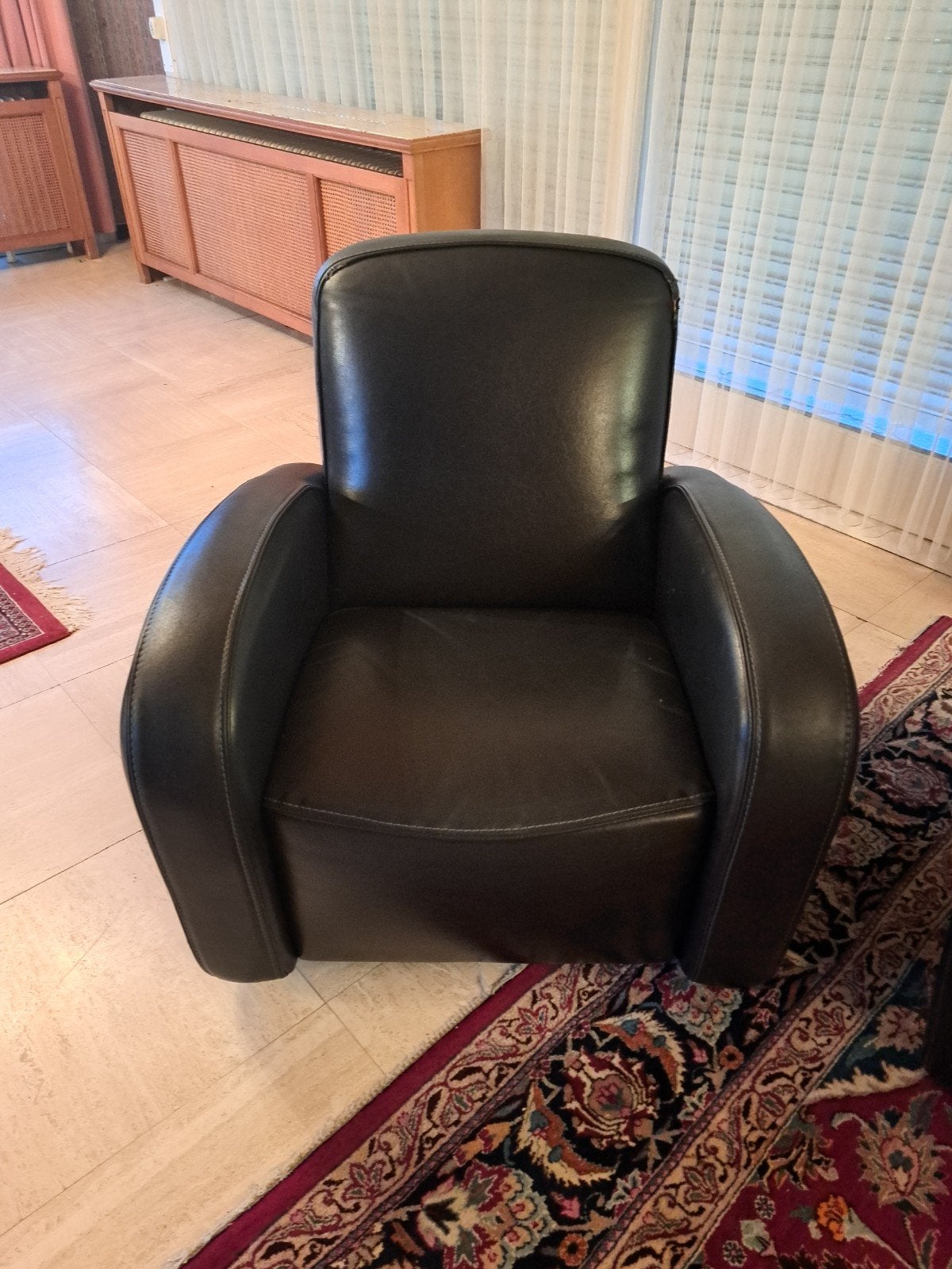 Lederen fauteuil - 1zit, Huis en Inrichting, Ophalen, Gebruikt, 75 tot 100 cm, Leer