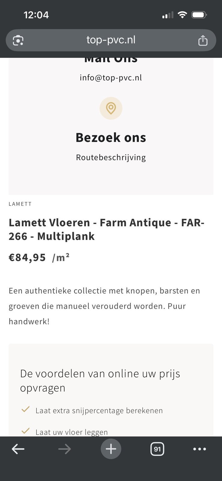 Lamett met toplaag. Gerookt, geborsteld, noten. Goed v 16m2.