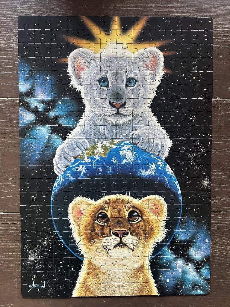 Puzzel leeuw welpjes fluorescent 250 stuks, Hobby en Vrije tijd, Ophalen of Verzenden, Minder dan 500 stukjes, Gebruikt, Legpuzzel
